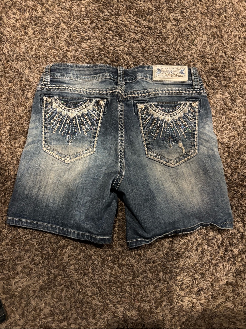 Grace in LA Embellished Denim Shorts